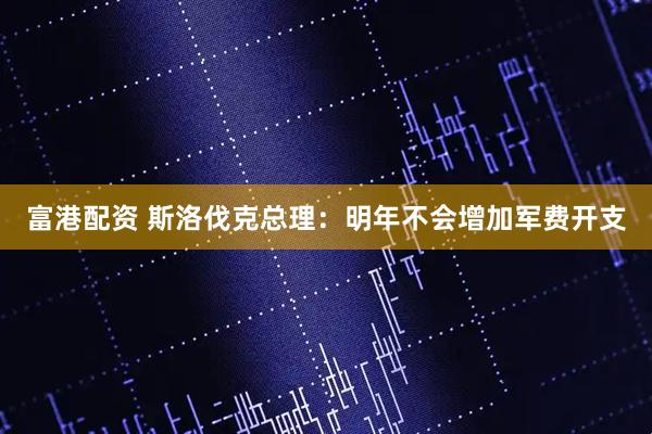 富港配资 斯洛伐克总理：明年不会增加军费开支
